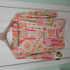 Ruby Rd. Cotton Quartier Sleeve Multicolor Shirt